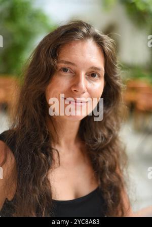 Selfie Portrait of 40 years old slavic woman close up without make up Stock Photo
