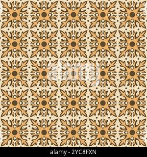 Talavera Pattern With Brown Color. Tile Seamless Pattern Design Stock Vector