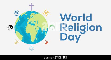 world religion day horizontal banner illustration design Stock Vector