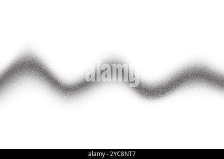 Wavy halftone abstract background. Vector dotted gradient graphic. Textured black stripe gradation. Dynamic flowing curve element Stock Vector