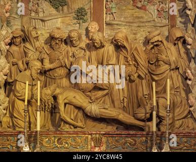 Beautiful altarpiece in the Mondragon Chapel of the Cathedral, Santiago de Compostela, Galicia, Spain, Europe Stock Photo