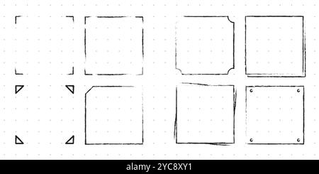 Set of Cute Hand drawn Doodle Banners and Ribbons isolated on white background for your Design. Bullet journal Ideas. Girly Stuff. Sticky Notes. Stock Vector