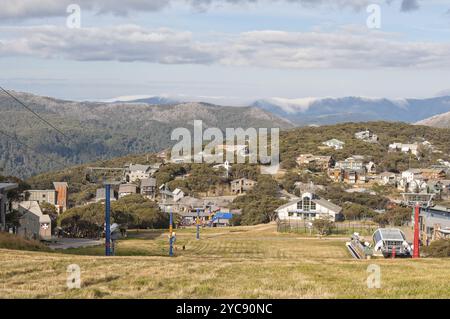 Mt Buller resort village in autumn, Mt Buller, Victoria, Australia, Oceania Stock Photo