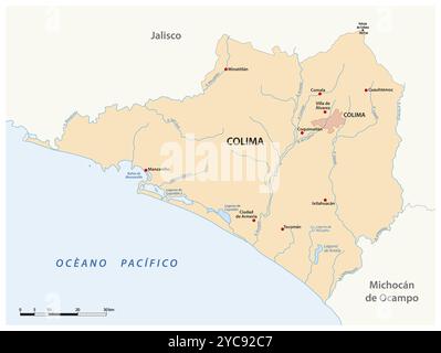 Vector map of the Mexican state of Colima Stock Photo - Alamy
