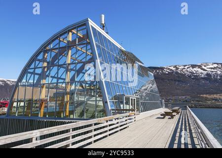 Museums in Tromso, Norway. with MS Polsjarna an old fishing boat Stock Photo