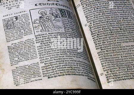 Detail closeup of New Testament Scripture quote Gospel of St. John ...