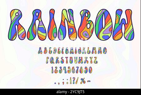 font rave groovy letters. 70s psychedelic type concept Stock Vector ...