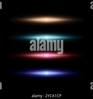 Light beam flashing neon glow, Glow light effect, Color illuminated gradients. Vector illustration Stock Vector