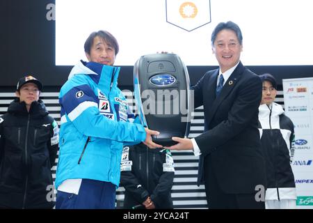 (L-R)  Masahiko Harada,  CEO/Astushi Osaki , OCTOBER 22, 2024 : 2024/2025 SNOW Japan Press Conference in Tokyo, Japan.  (Photo by Yohei Osada/AFLO SPORT) Stock Photo