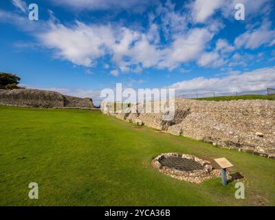 Ruins of Old Sarum Castle, Old Sarum, Salisbury, Wiltshire, England, UK, GB. Stock Photo