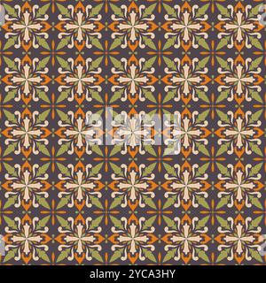 Talavera Ceramic Pattern Vector. Azulejos Portugal Pattern Stock Vector