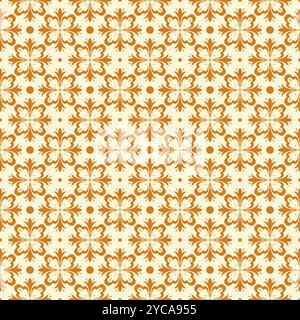 Mediterranean ceramic tile pattern collection isolated white orange color Stock Vector