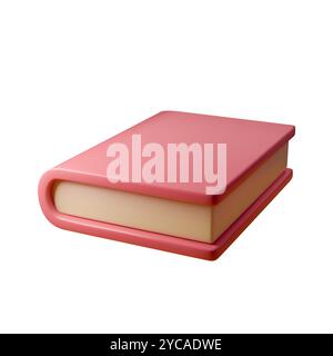 3D vector illustration of a book with a pink cover. A simple and minimalist model suitable for educational, office, and corporate projects. Stylish Stock Vector