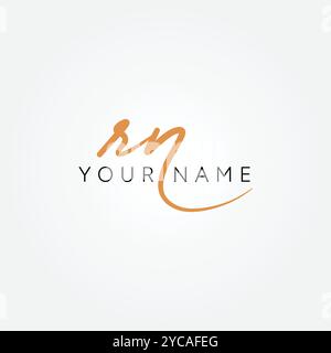 RN Initial Letter Signature Logo Template - Handwritten Vector Logo Template Stock Vector