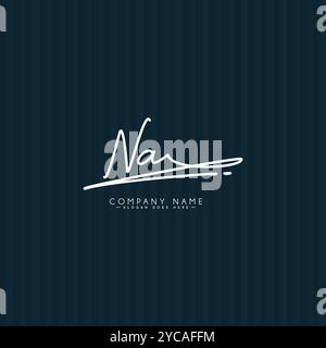 NA Simple Signature Logo - Handwritten Vector Template for N and A Logo Stock Vector
