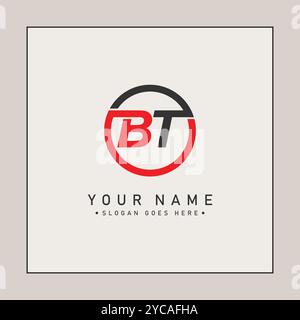 Creative Logo for Initials BT in Monogram Style - Vector Template for Initial Letter B and T Stock Vector
