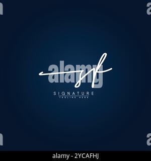 SF Simple Signature Logo - Handwritten Vector Template for S and F Logo Stock Vector
