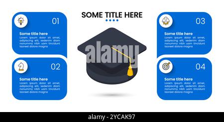 Infographic template with icons and 4 options or steps. Education concept. Can be used for workflow layout, diagram, banner, webdesign. Vector illustr Stock Vector