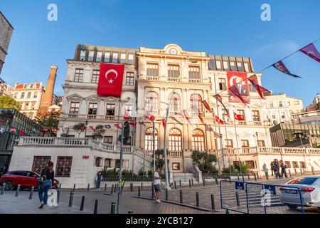 Istanbul, Turkiye - OCT 8, 2024: Exterior view of the Beyoglu town hall in Sishane district of Beyoglu, Istanbul. Stock Photo