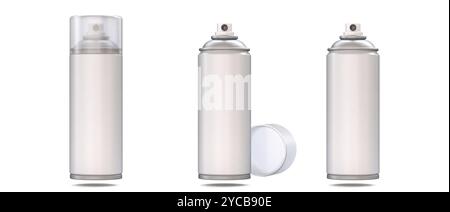 Aerosol spray can mock up 3D rendering illustration isolated on white background Stock Photo
