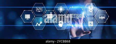Artificial intelligence AI Neural network deep machine learning concept. Stock Photo