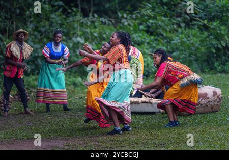 Batwa Dancers Performing Traditional Dance Stock Photo