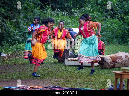 Batwa Dancers Performing Traditional Dance Stock Photo