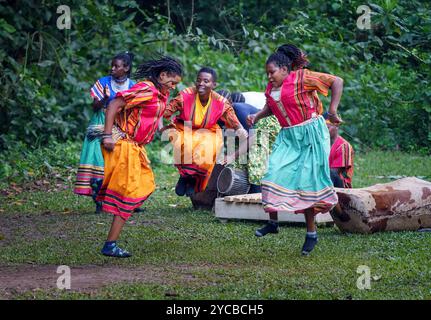 Batwa Dancers Performing Traditional Dance Stock Photo