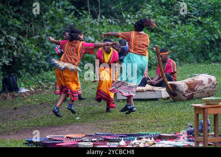 Batwa Dancers Performing Traditional Dance Stock Photo