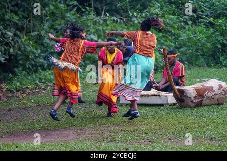 Batwa Dancers Performing Traditional Dance Stock Photo