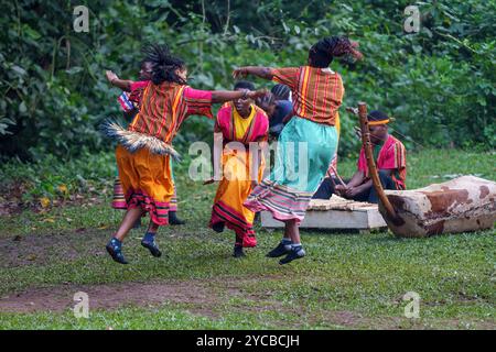 Batwa Dancers Performing Traditional Dance Stock Photo