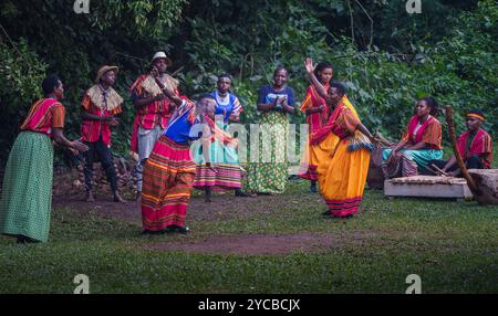 Batwa Dancers Performing Traditional Dance Stock Photo