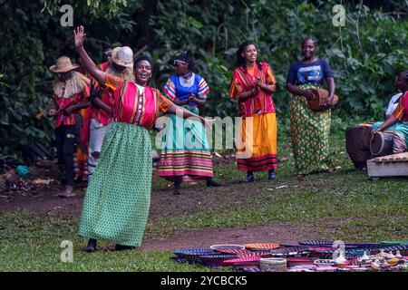 Batwa Dancers Performing Traditional Dance Stock Photo