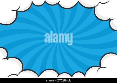 Comic blue sunbeam background retro pop art style cartoon Stock Vector ...
