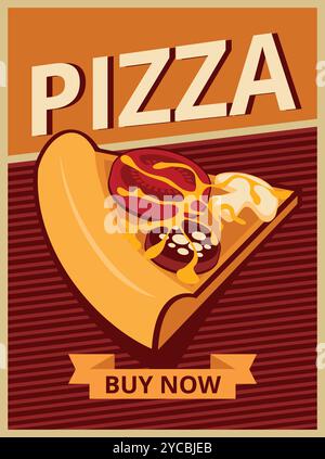 Pizza shop banner design. Vintage banner vector illustration. Stock Vector