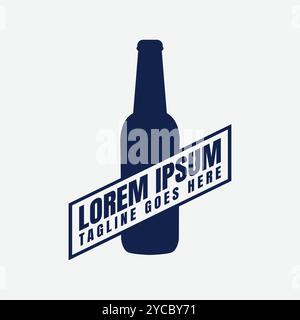 Vintage Retro Bottle Silhouette for Whiskey Wine Beer Badge Emblem Label Logo Design Vector Stock Vector