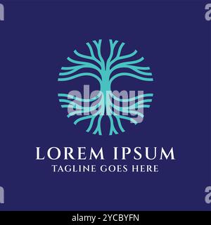 Tree of Life, Oak Banyan Maple Root for Health Icon Illustration Logo Design Vector Stock Vector