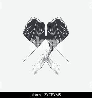 Vintage Retro Crossed Hand Arms Boxing Gloves for MMA Sport Club Icon Vector Illustration Stock Vector