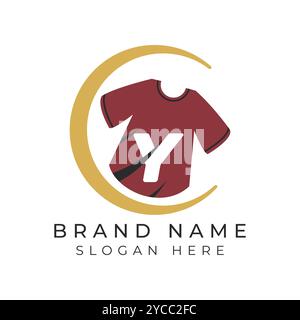 Letter Y Logo Concept With T-Shirt. Alphabet Y garments moon face icon design Stock Vector