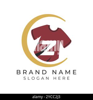 Letter Z Logo Concept With T-Shirt. Alphabet Z garments moon face icon design Stock Vector
