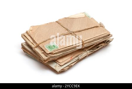 USSR - CIRCA 1928: vintage letters with a stamp printed in the USSR, shows worker, circa 1928 Stock Photo