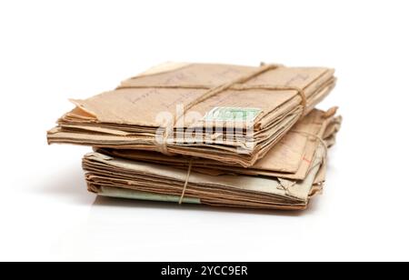 USSR - CIRCA 1928: vintage letters with a stamp printed in the USSR, shows worker, circa 1928 Stock Photo