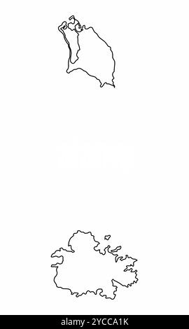 Antigua and Barbuda outline map isolated on white background Stock Vector