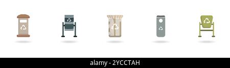 Stylish modern trash cans. Garbage recycling icon. Processing of raw materials. Street garbage cans vector. Stock Vector