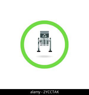 A place for throwing away garbage. Permission to throw garbage into the tank. Garbage can colored in a circle vector. Vector illustration. Stock Vector