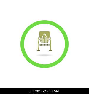A place for throwing away garbage. Permission to throw garbage into the tank. Garbage can colored in a circle vector. Vector illustration. Stock Vector