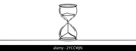 Continuous one line drawing hourglass Stock Vector