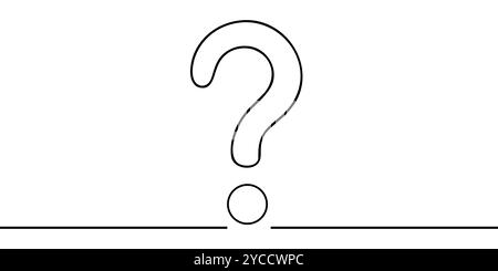 Question mark one line art, hand drawn asking sign, idea continuous contour. Query FAQ concept, finding answer. Editable stroke. Isolated. Vector illu Stock Vector