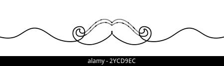 Single continuous line drawing forming a mustache shape over a white background. Vector illustration. Stock Vector