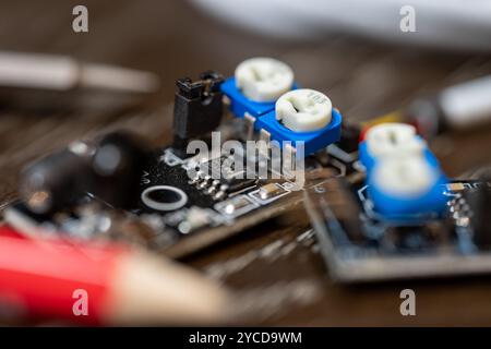 Electrical chips and cords Stock Photo